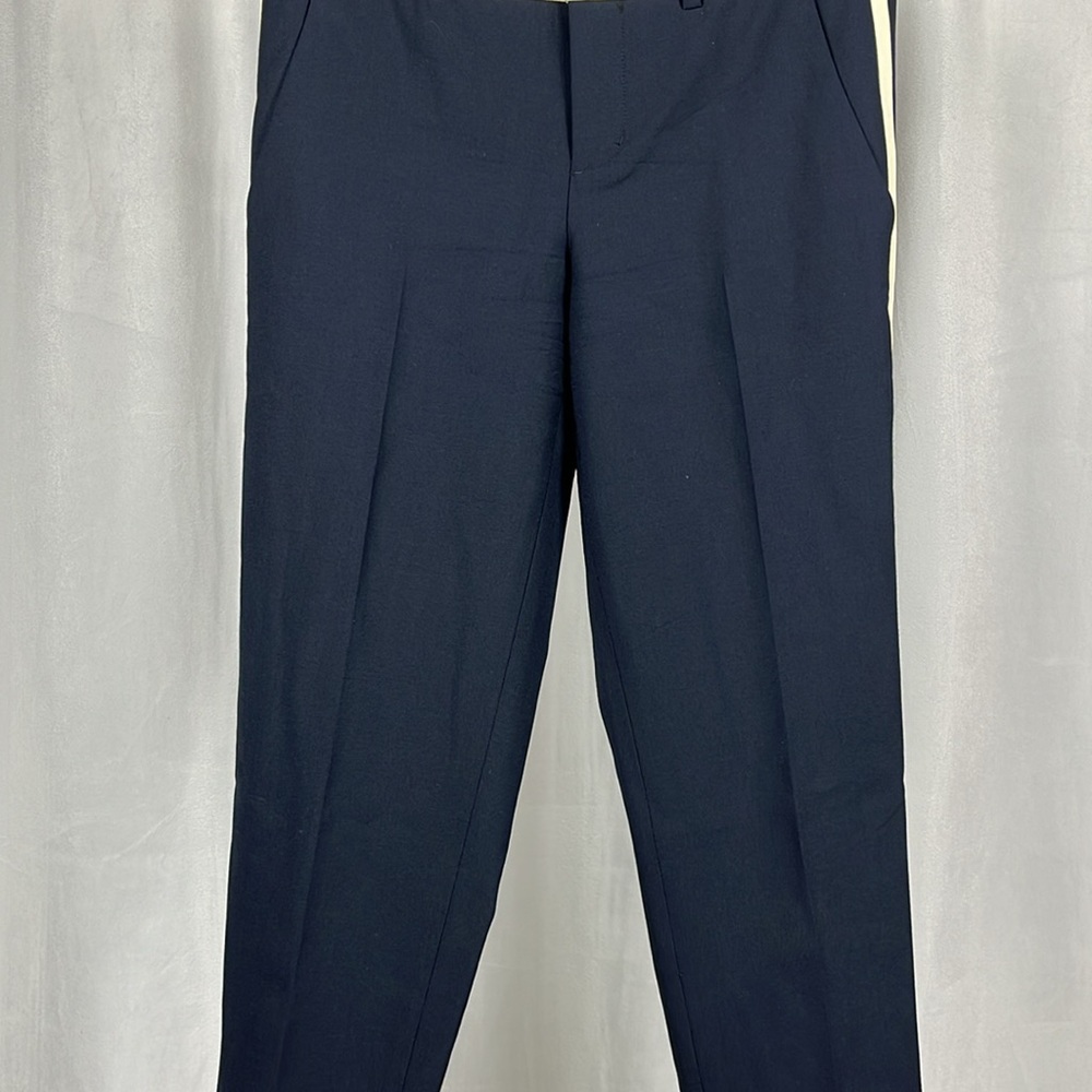 Vince Wool Nautical Strapping Tuxedo Navy Blue Pants. - Picture 7 of 9